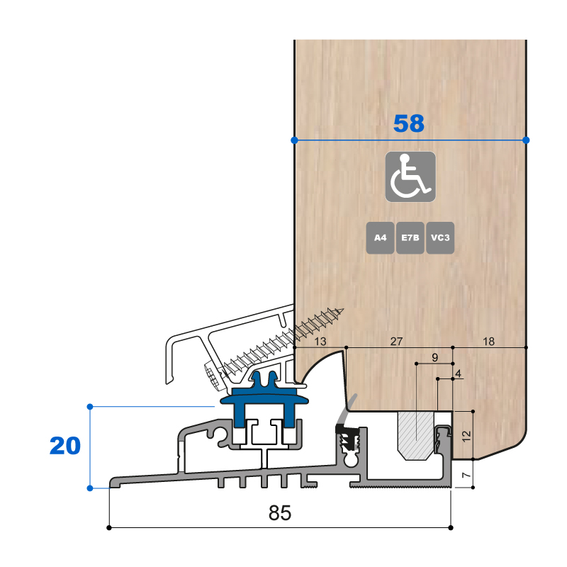   SEUIL 20MM JOINT SUR DORMANT 