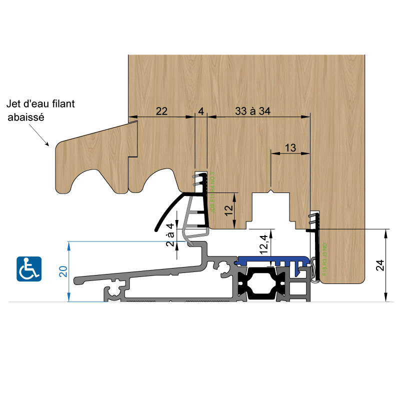 SEUIL HAUT 20MM BOIS DE 78MM POUR PF OB