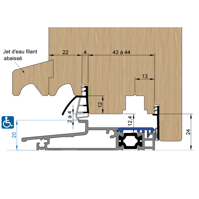 SEUIL HAUT 20MM BOIS DE 88MM POUR PF OB