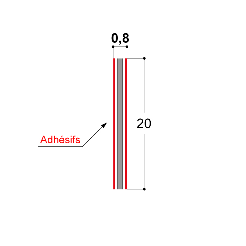 BANDE ADHESIVE 2 FACES 20X0,8 MM