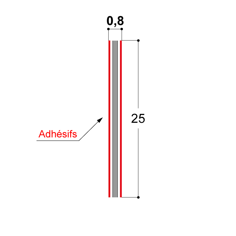 ADHESIF DOUBLE FACE 25X0.8 MM