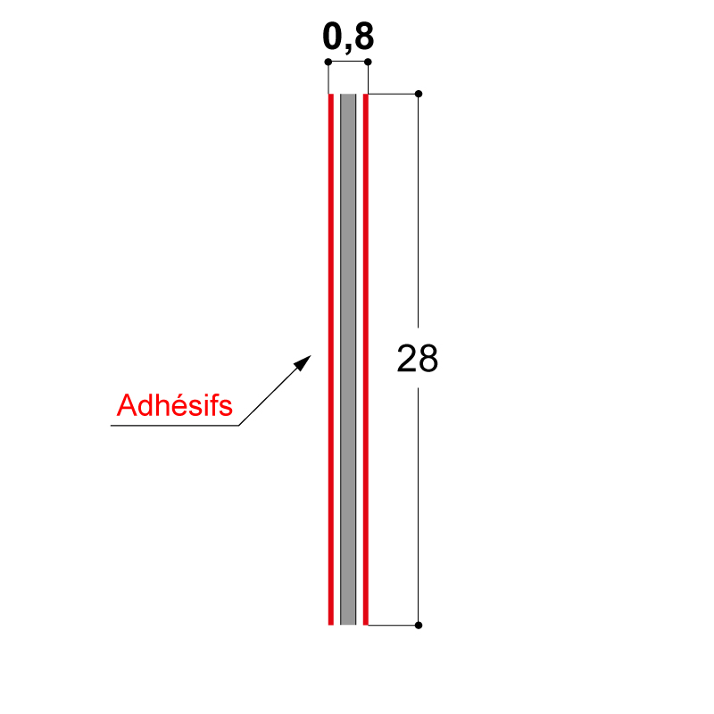 ADHESIF DOUBLE FACE 28X0.8 MM