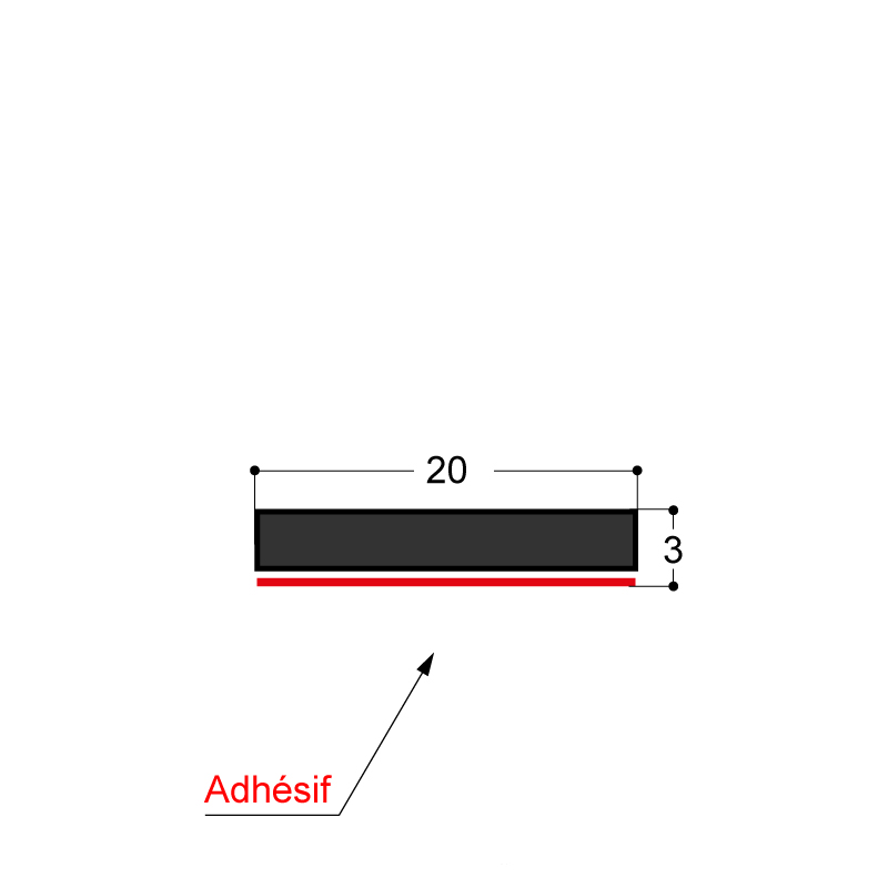 BANDE EPDM COMPACT ADH 20X3MM