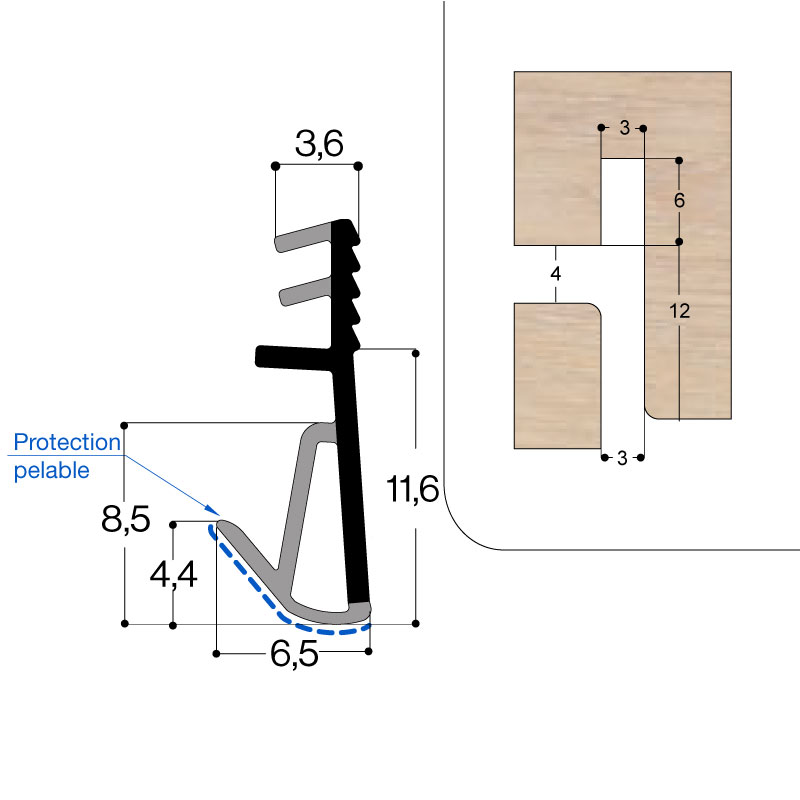 JOINT TPE PROTEGE FEUILL 12MM RAIN 3MM JEU 3MM