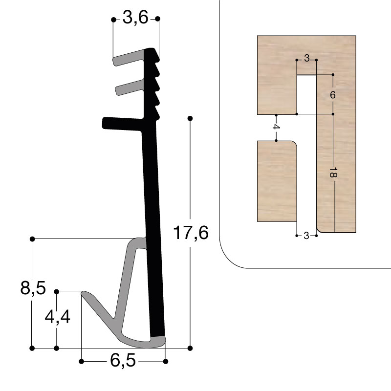 JOINT TPE FEUILL 18MM RAIN 3MM JEU 3MM