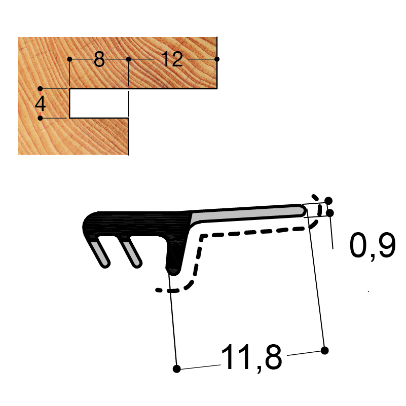 JOINT DE BATTUE PROTEGE FEUIL 12 MM RAINURE 4MM