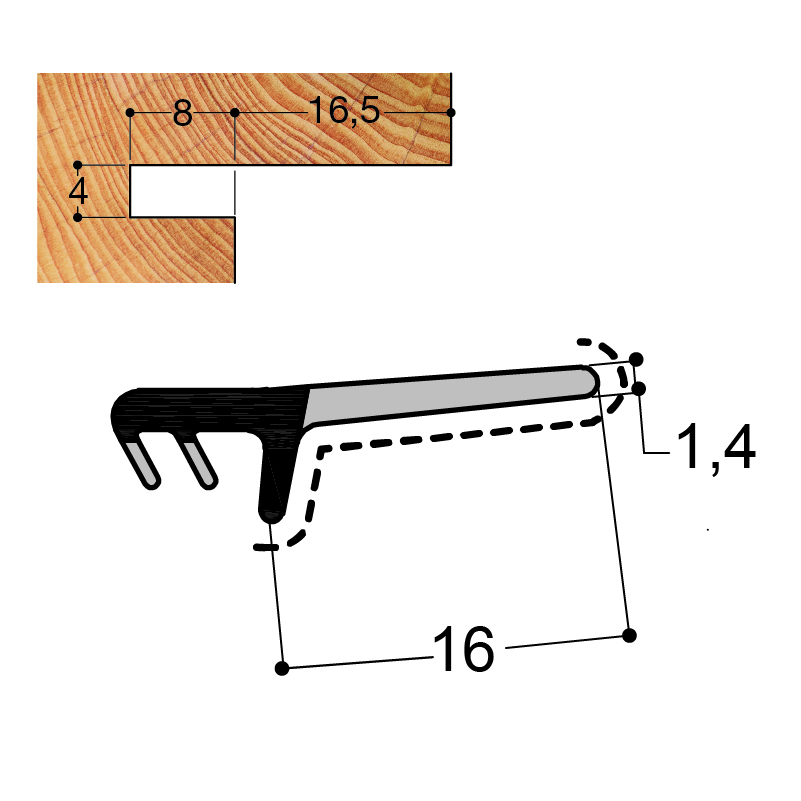 JOINT DE BATTUE PROTEGE FEUILL 16MM RAINURE 4MM