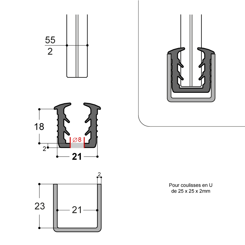 JOINT U EPDM 70 SHORE A NOIR