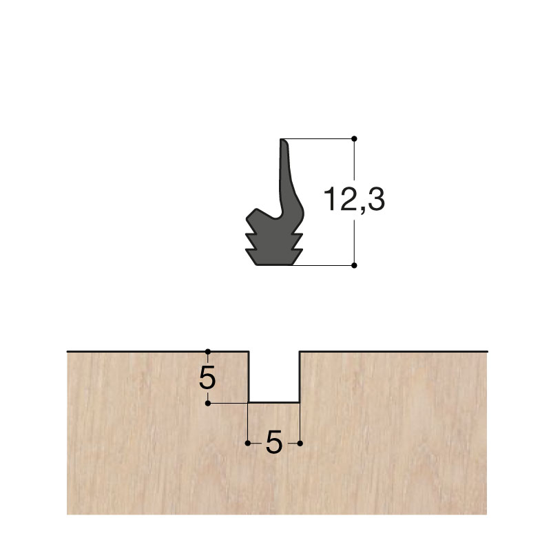 JOINT A LEVRE EPDM RAINURE 5MM