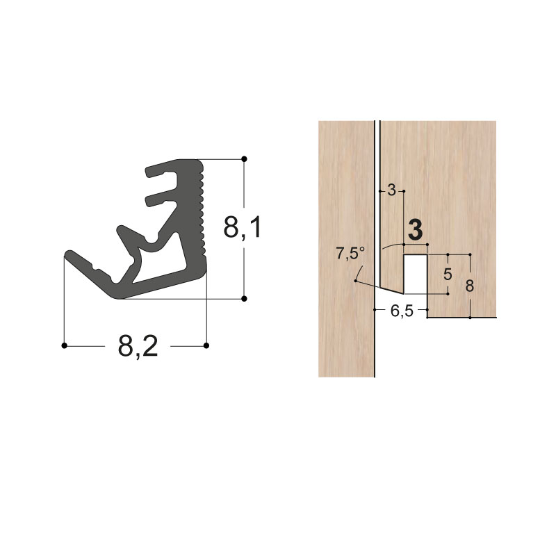 JOINT BORD D'OUVRANT SOUPLE NON PROTEGE RAINURE 3MM