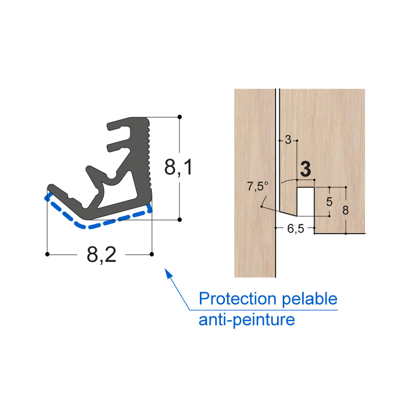 JOINT PROTEGE BORD OUVRANT SOUPLE PROTEGE