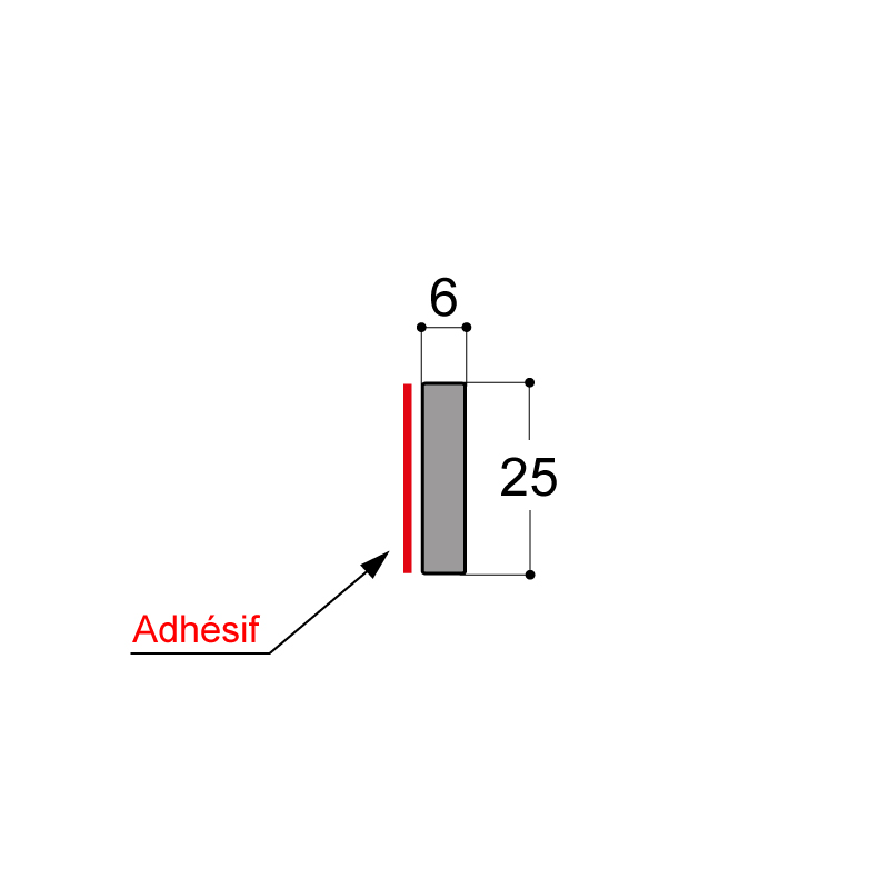 BANDE DOUBLE-EPAISSEUR EN 25X6MM