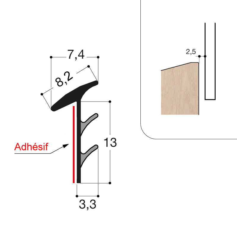 JOINT DE VITRAGE VITRAGE TPE + ADHESIF